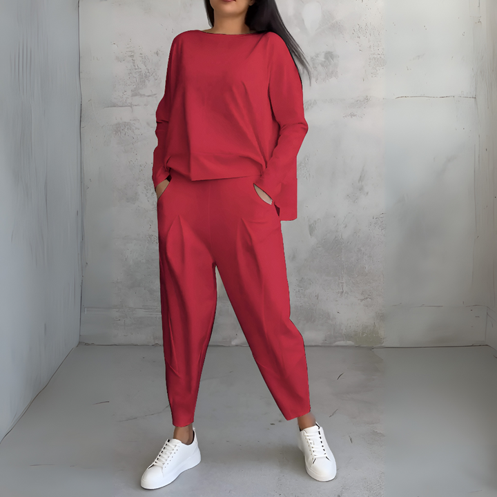 Costume de Loisir Deux Pièces avec Col Rond et Manches Longues