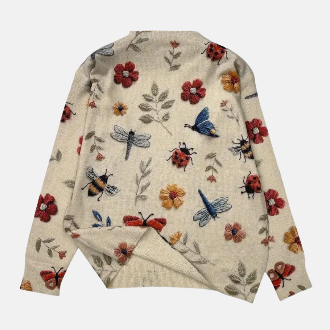 Pull en maille fleur 3D