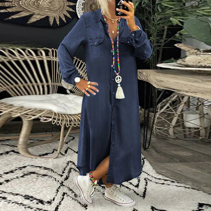 Robe en denim à manches longues pour un style quotidien sans effort