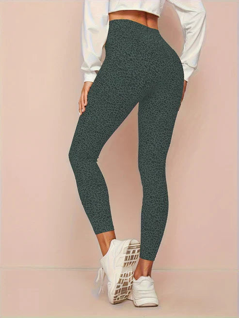 Leggings à Taille Haute Imprimé Léopard pour Femme