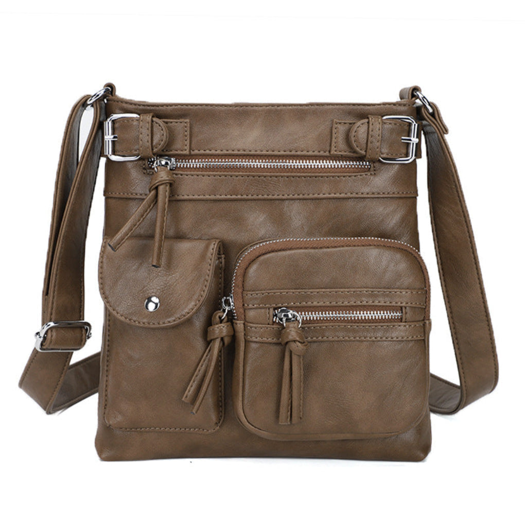 Sac à épaule en cuir multi-poches pour femme