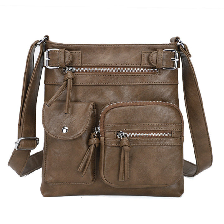 Sac à épaule en cuir multi-poches pour femme