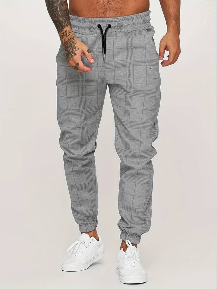 UrbanFit – Pantalons de jogging slim fit à carreaux pour hommes