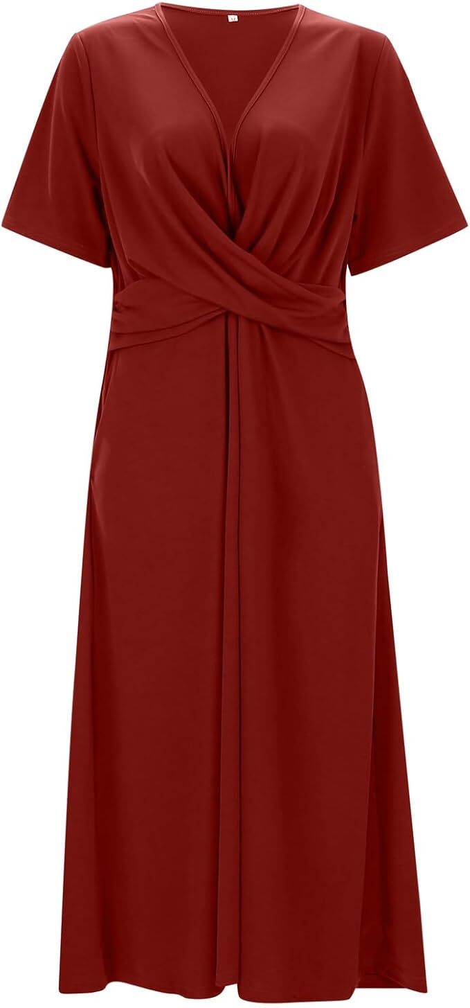 Robe Vintage Col V à Manches Courtes pour Femmes Élégance Intemporelle pour Toutes les Occasions
