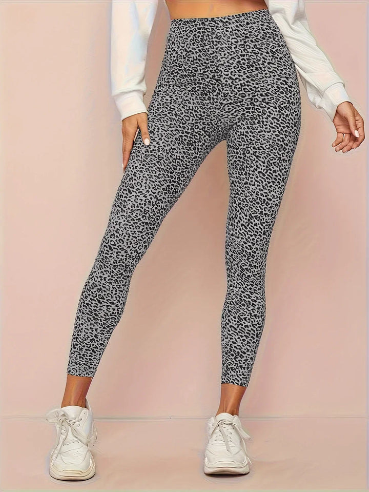 Leggings à Taille Haute Imprimé Léopard pour Femme