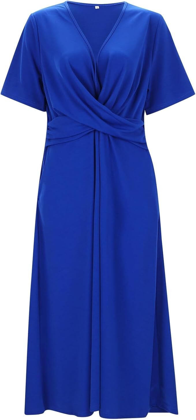 Robe Vintage Col V à Manches Courtes pour Femmes Élégance Intemporelle pour Toutes les Occasions