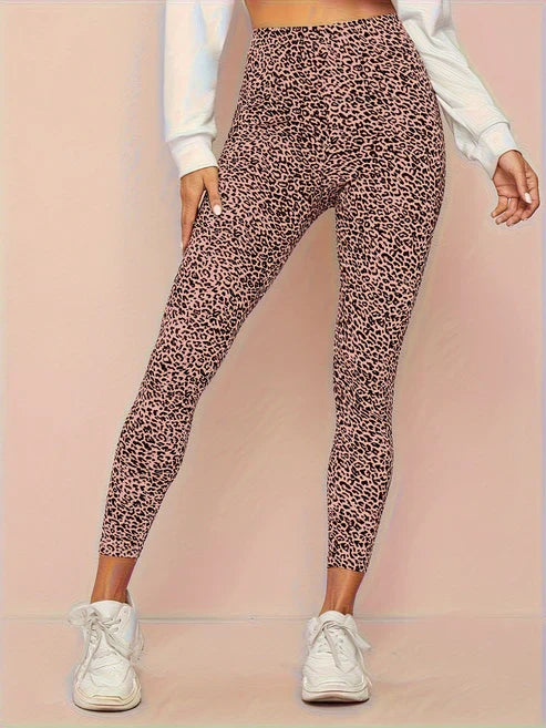 Leggings à Taille Haute Imprimé Léopard pour Femme