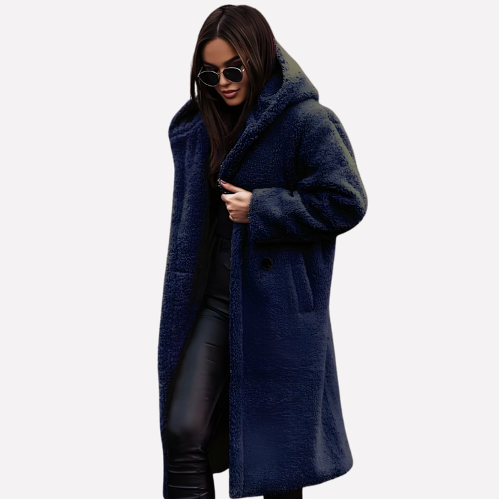 Manteau avec capuche pour femme avec fermeture par bouton