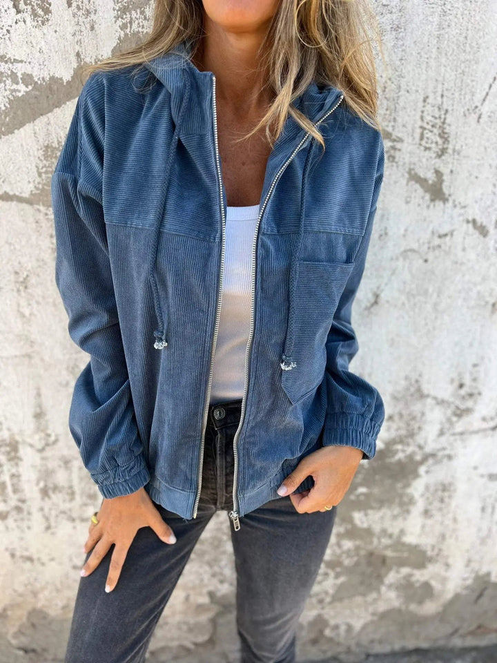 Veste en Corduroy Casual avec Capuche