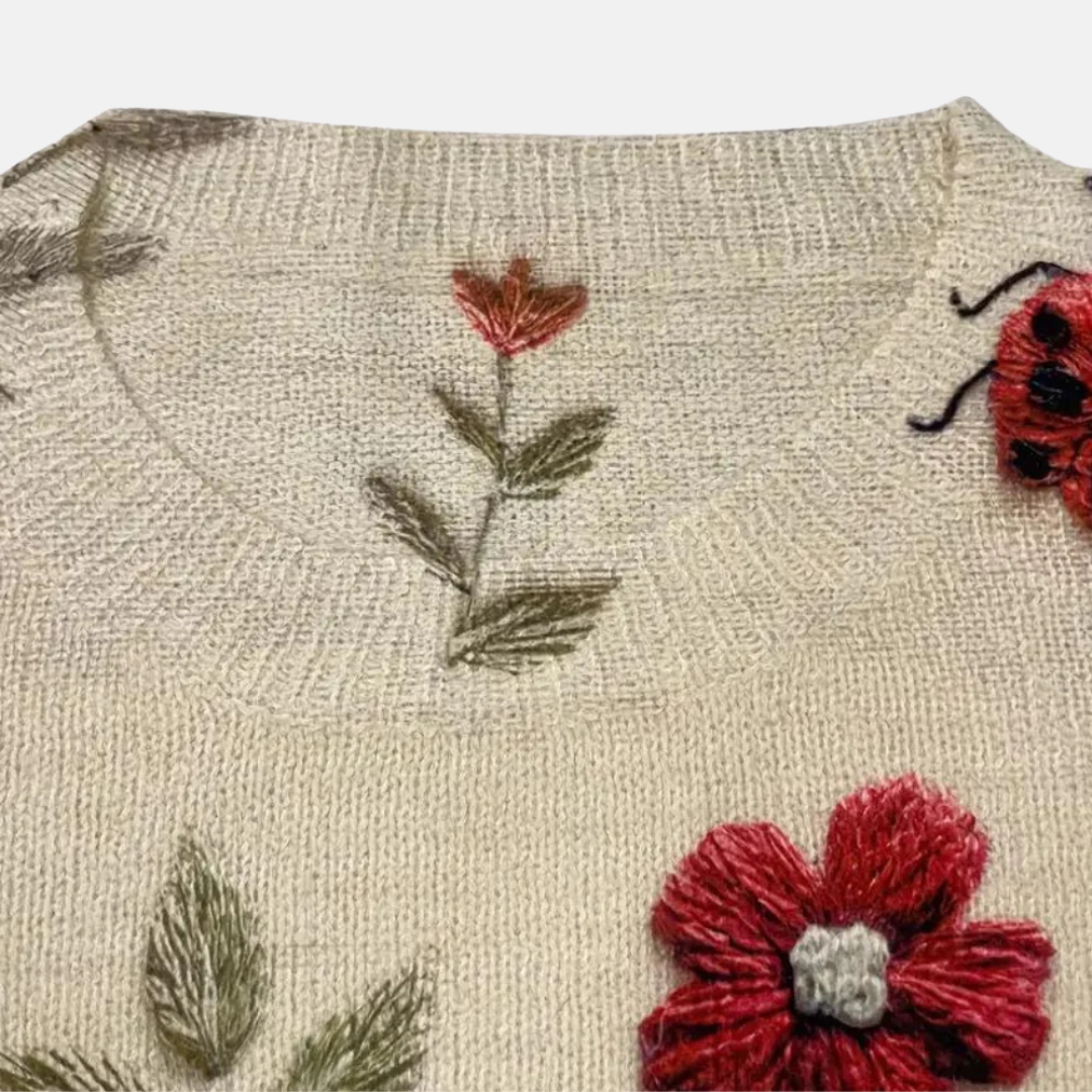 Pull en maille fleur 3D