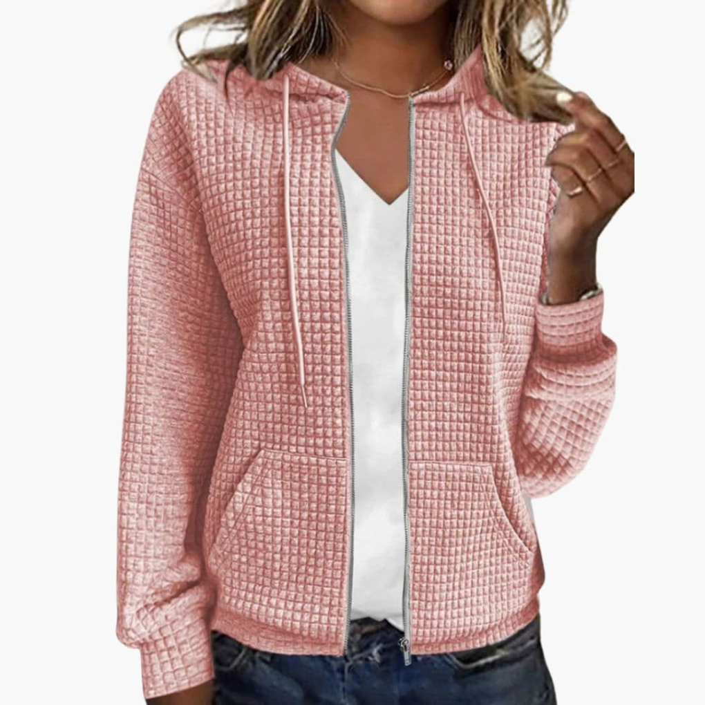 Sweat à capuche femme zippé avec cordon de serrage