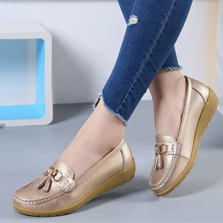 Ballerines en cuir découpées pour femmes