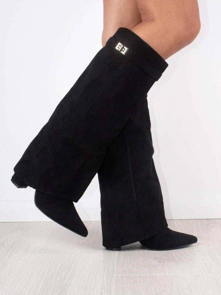 Bottes en Suède Hauteur Genou avec Talons