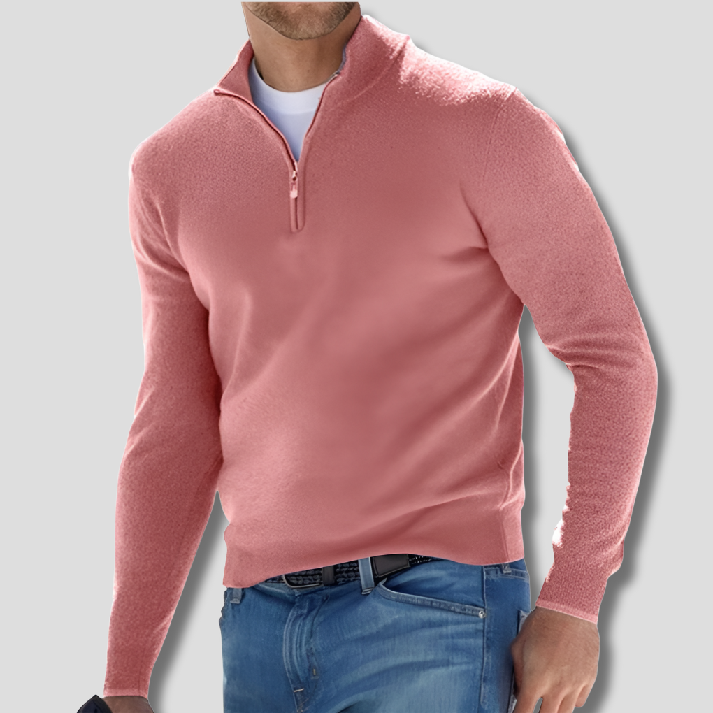 Pull-over en coton pour homme avec col zippé