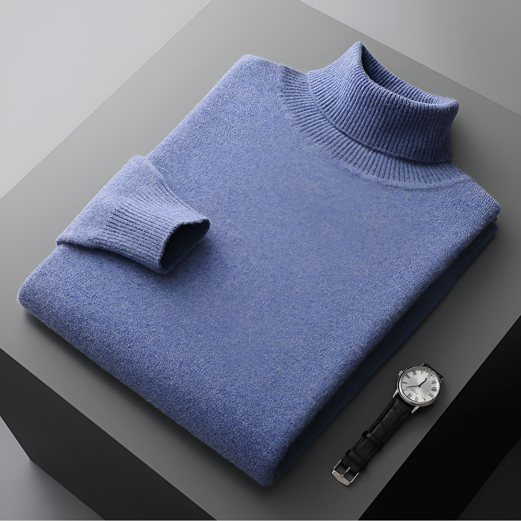 Pull en laine fine pour homme de haute qualité à col roulé