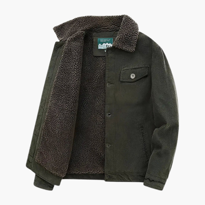 Veste en Corduroy pour Homme avec Doublure Sherpa et Fermeture Bouton