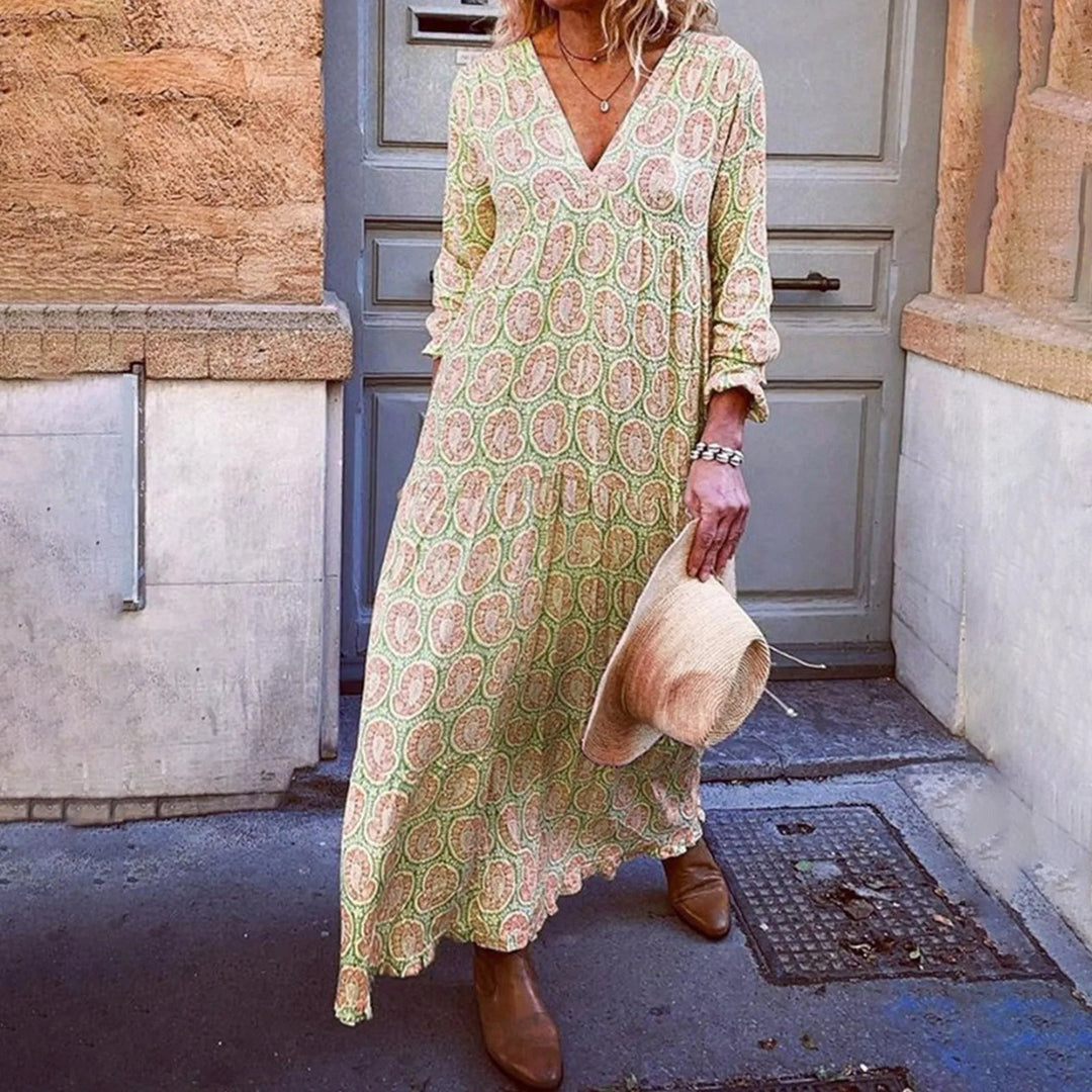 Robe Maxi Géométrique Bohowaves — Où le Flair Bohème Rencontre l'Élégance d'Été