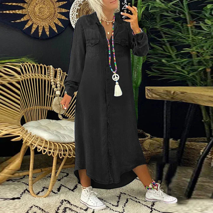 Robe en denim à manches longues pour un style quotidien sans effort