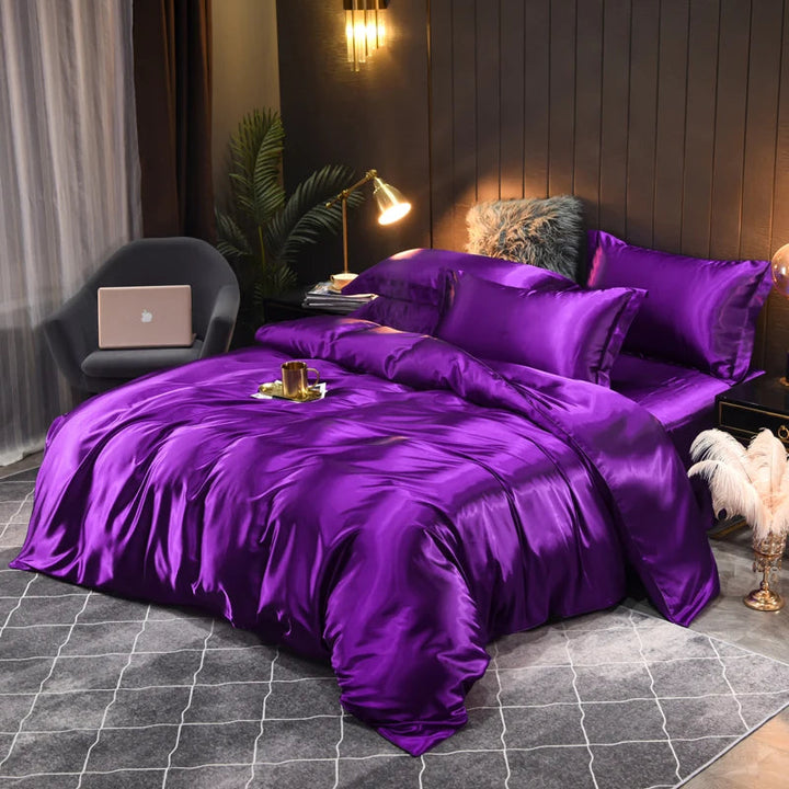 Ensemble de Linge de Lit en Satin Soyeux Indulgez-vous dans le Confort Luxueux et le Design Élégant