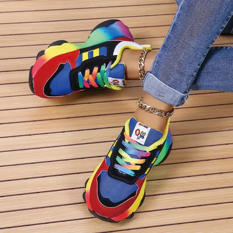Baskets Multicolores Tendance avec Semelle Plateforme