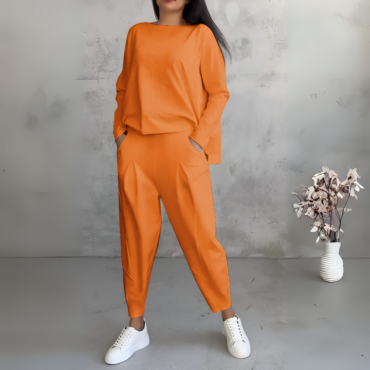 Costume de Loisir Deux Pièces avec Col Rond et Manches Longues
