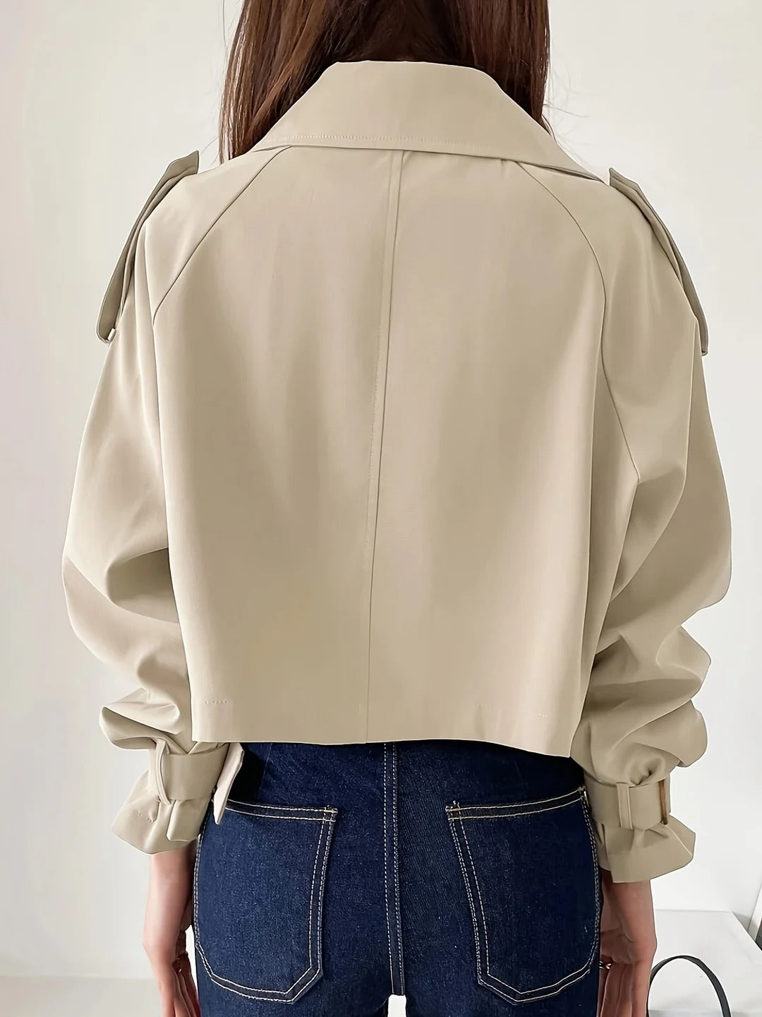 Manteau Court Trench Chic Casual Style Effortless pour Couches Quotidiennes