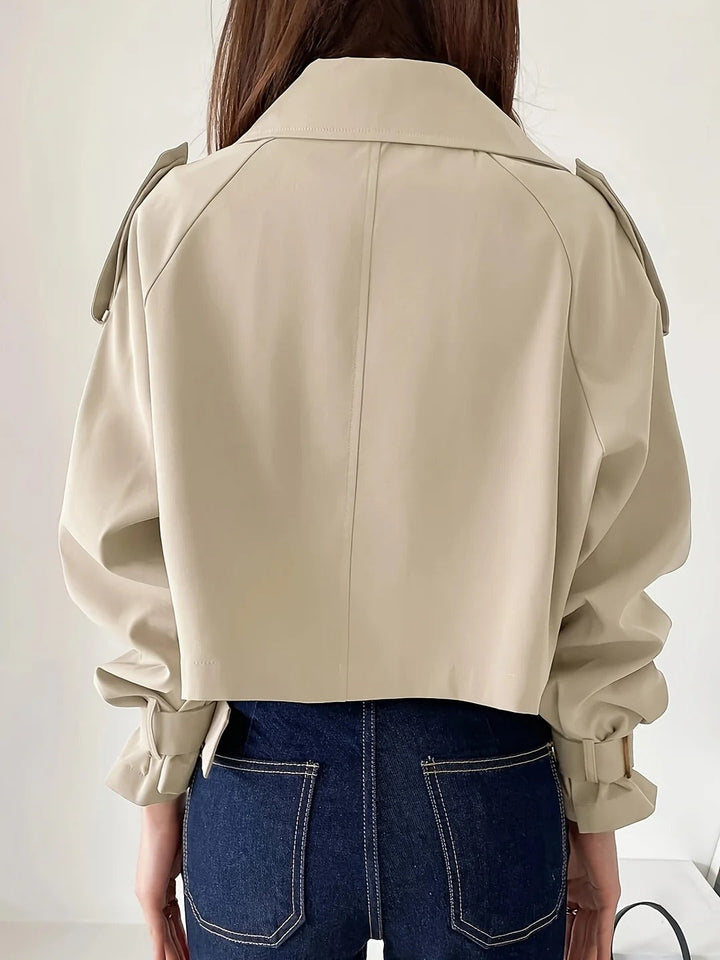 Manteau Court Trench Chic Casual Style Effortless pour Couches Quotidiennes
