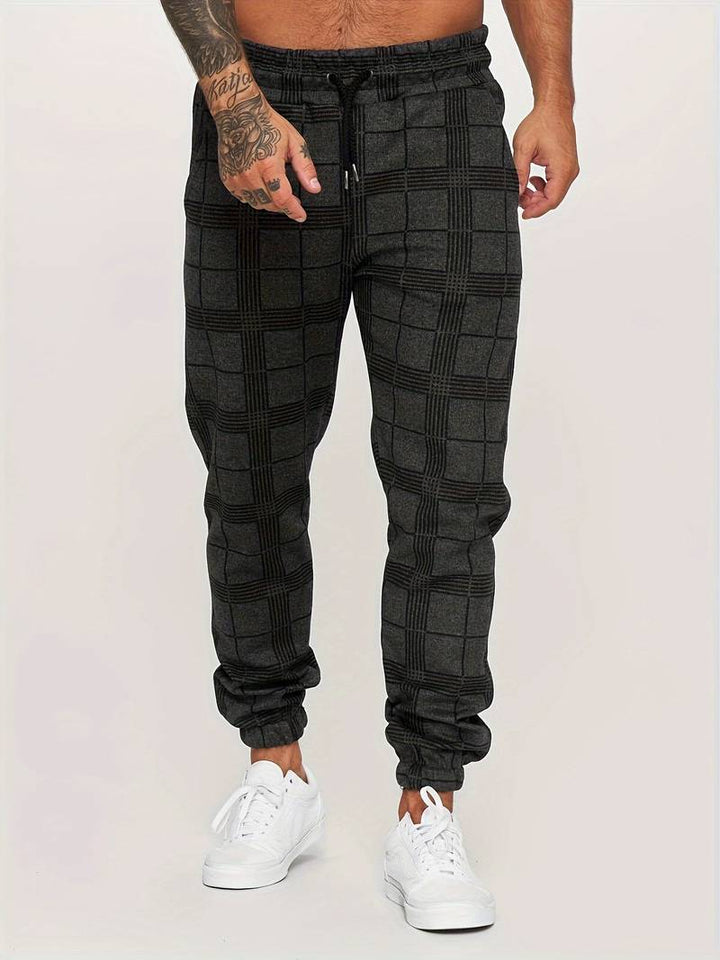 UrbanFit – Pantalons de jogging slim fit à carreaux pour hommes