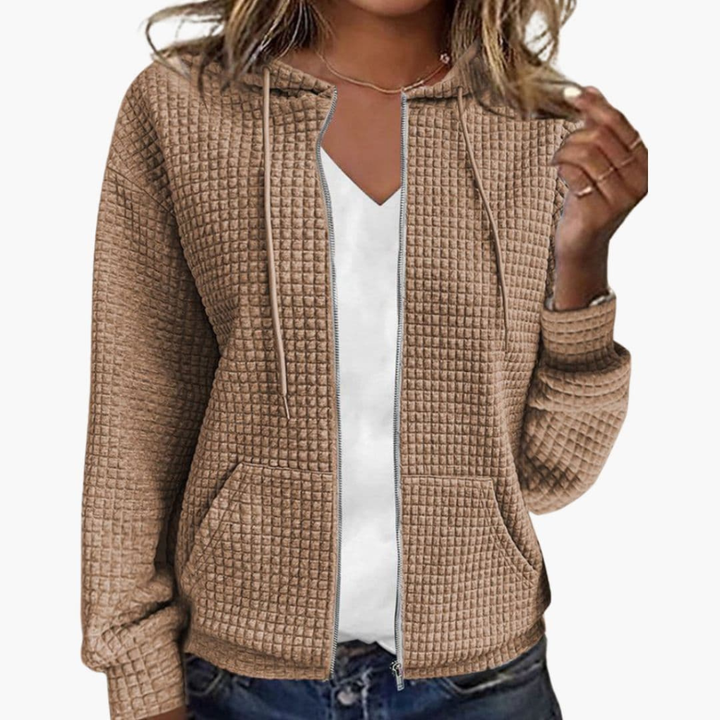 Sweat à capuche femme zippé avec cordon de serrage