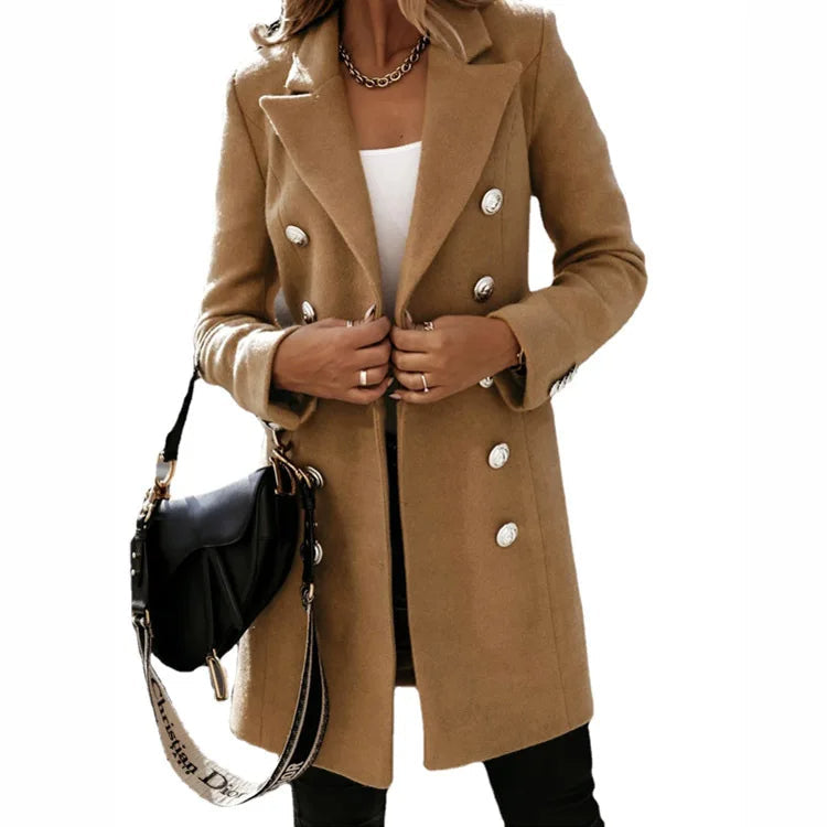 Manteau Long en Laine Élégant pour Femmes