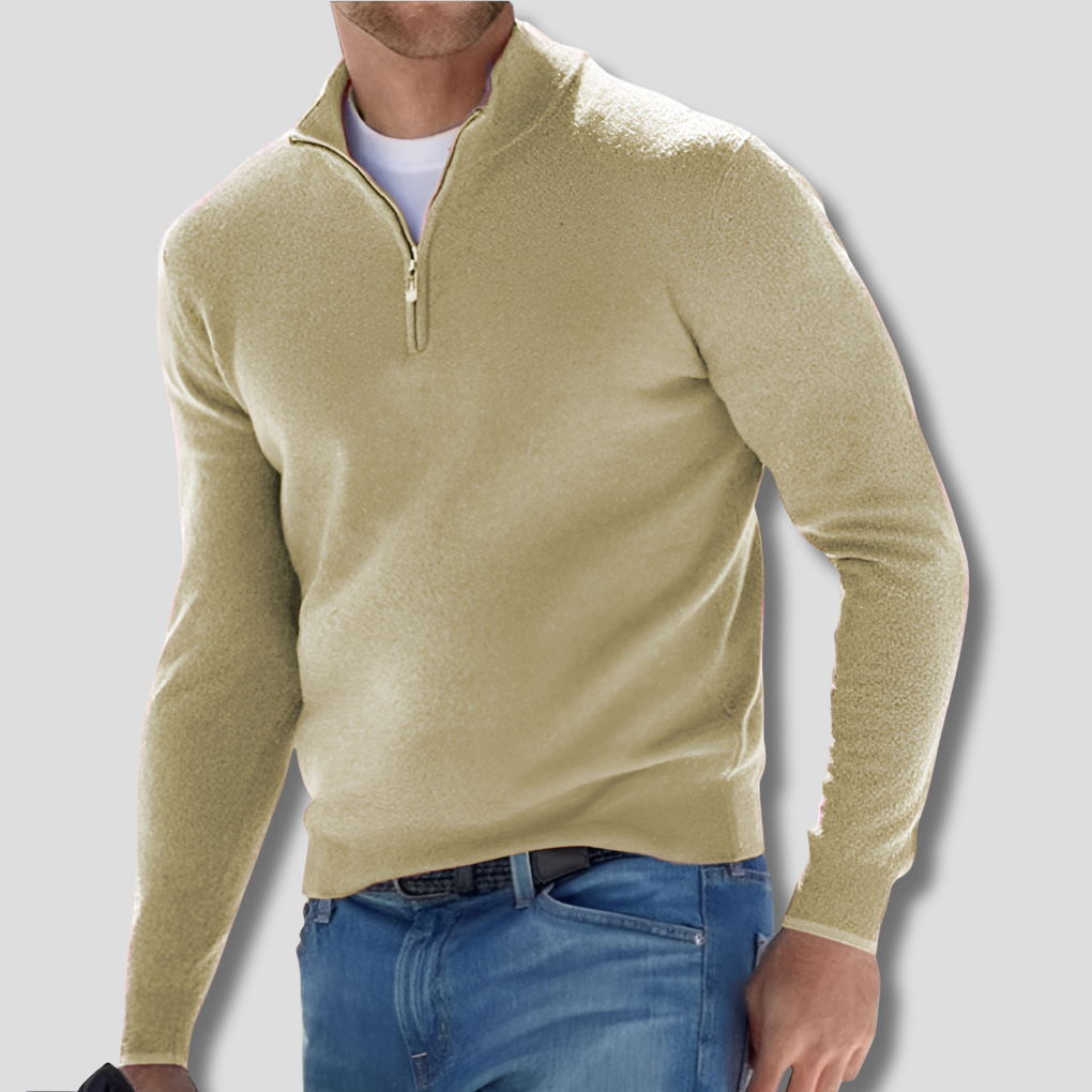 Pull-over en coton pour homme avec col zippé