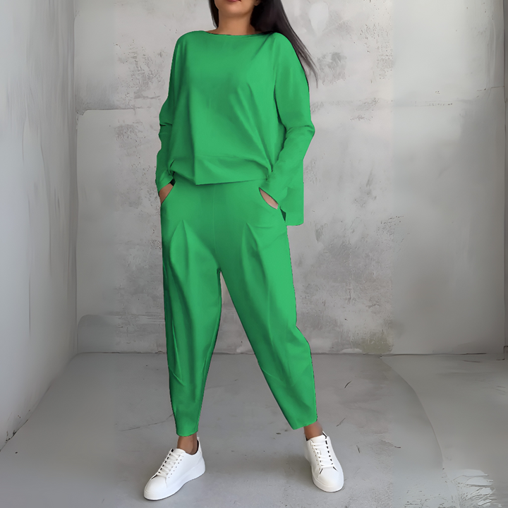 Costume de Loisir Deux Pièces avec Col Rond et Manches Longues