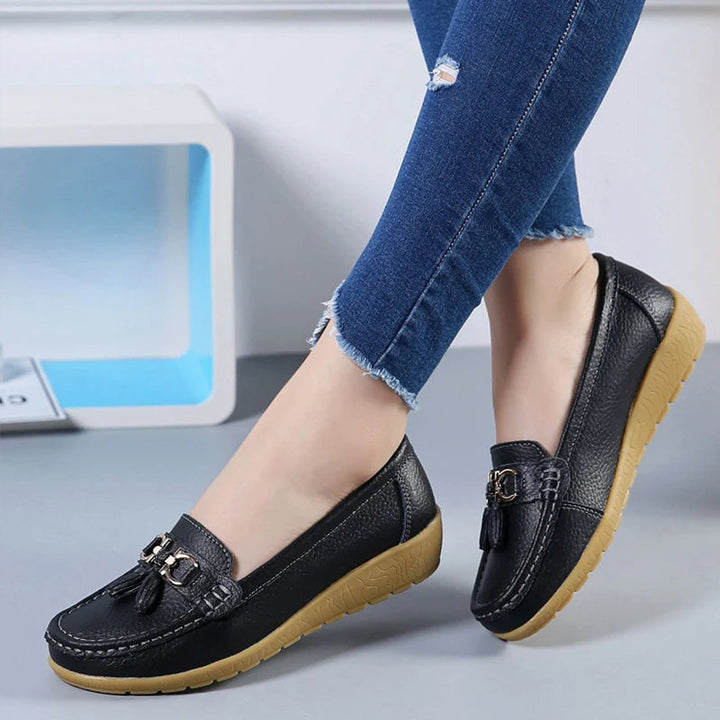 Ballerines en cuir découpées pour femmes