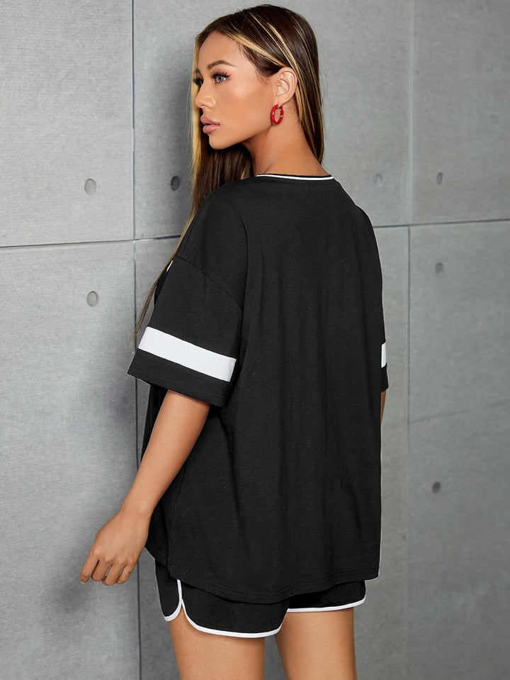 T-shirt de baseball/football casual surdimensionné pour femmes
