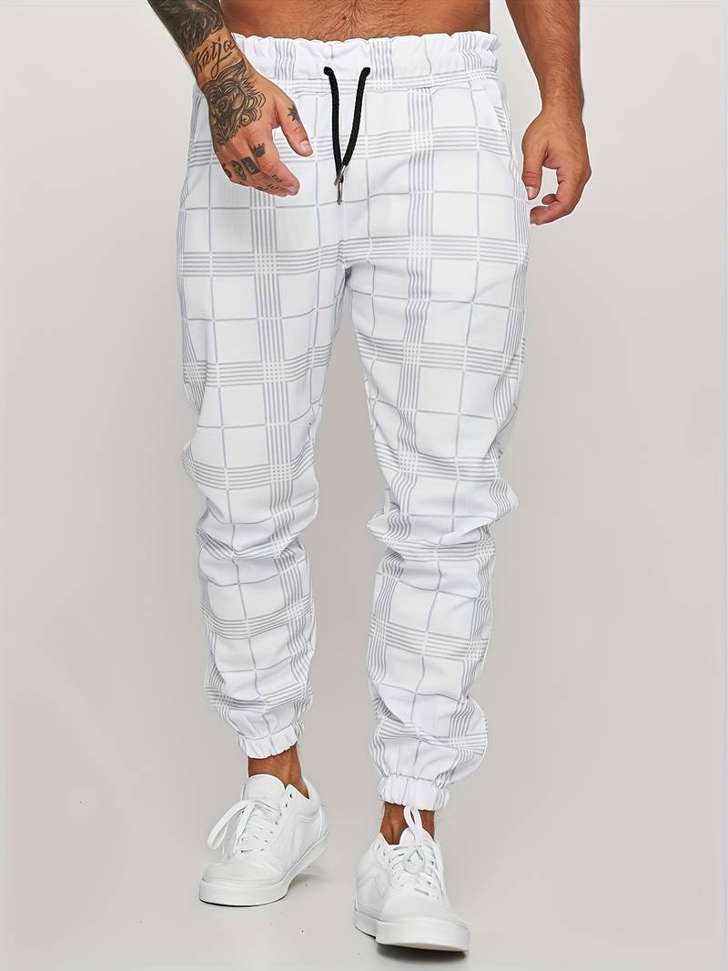 UrbanFit – Pantalons de jogging slim fit à carreaux pour hommes
