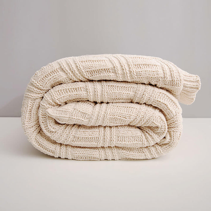 ChaleureuxCocoon - Couverture en Tricot Double Couche Épais et Doux