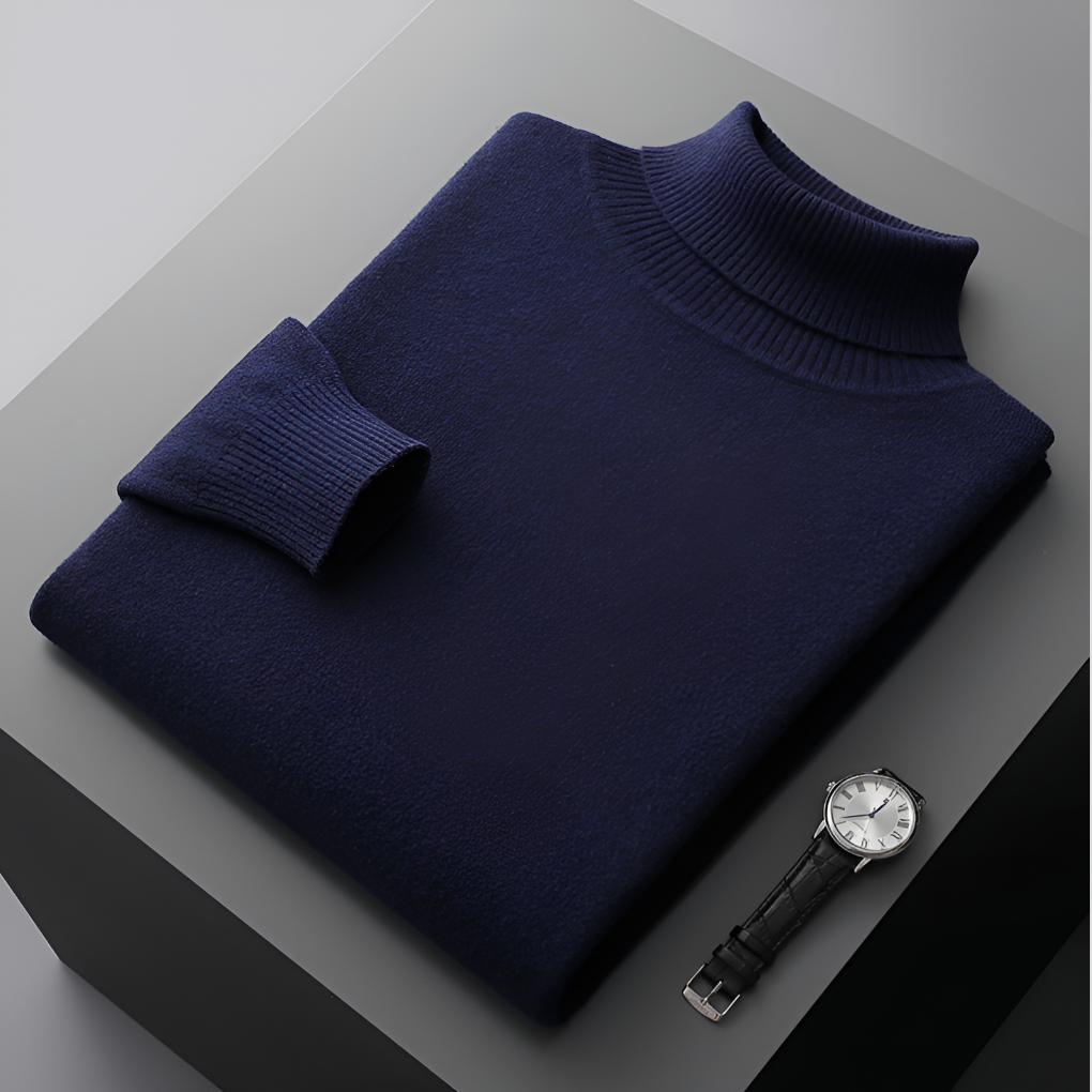 Pull en laine fine pour homme de haute qualité à col roulé