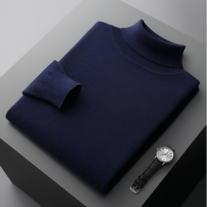 Pull en laine fine pour homme de haute qualité à col roulé