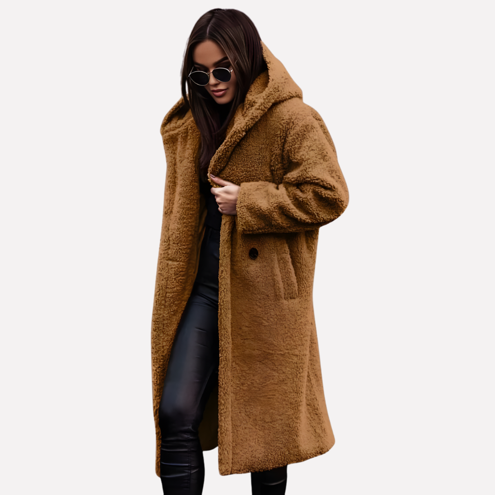 Manteau avec capuche pour femme avec fermeture par bouton