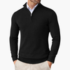 Pull-over homme avec zip quart et bord côte