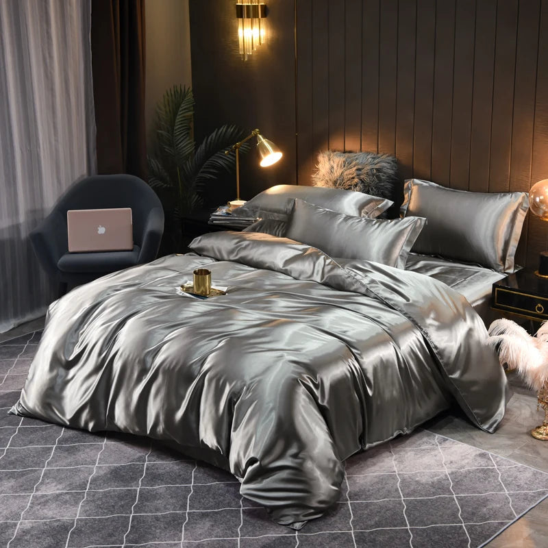 Ensemble de Linge de Lit en Satin Soyeux Indulgez-vous dans le Confort Luxueux et le Design Élégant