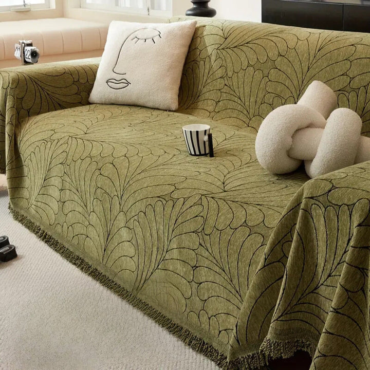 Housse de Canapé Réversible à Motif Feuillage Élégant