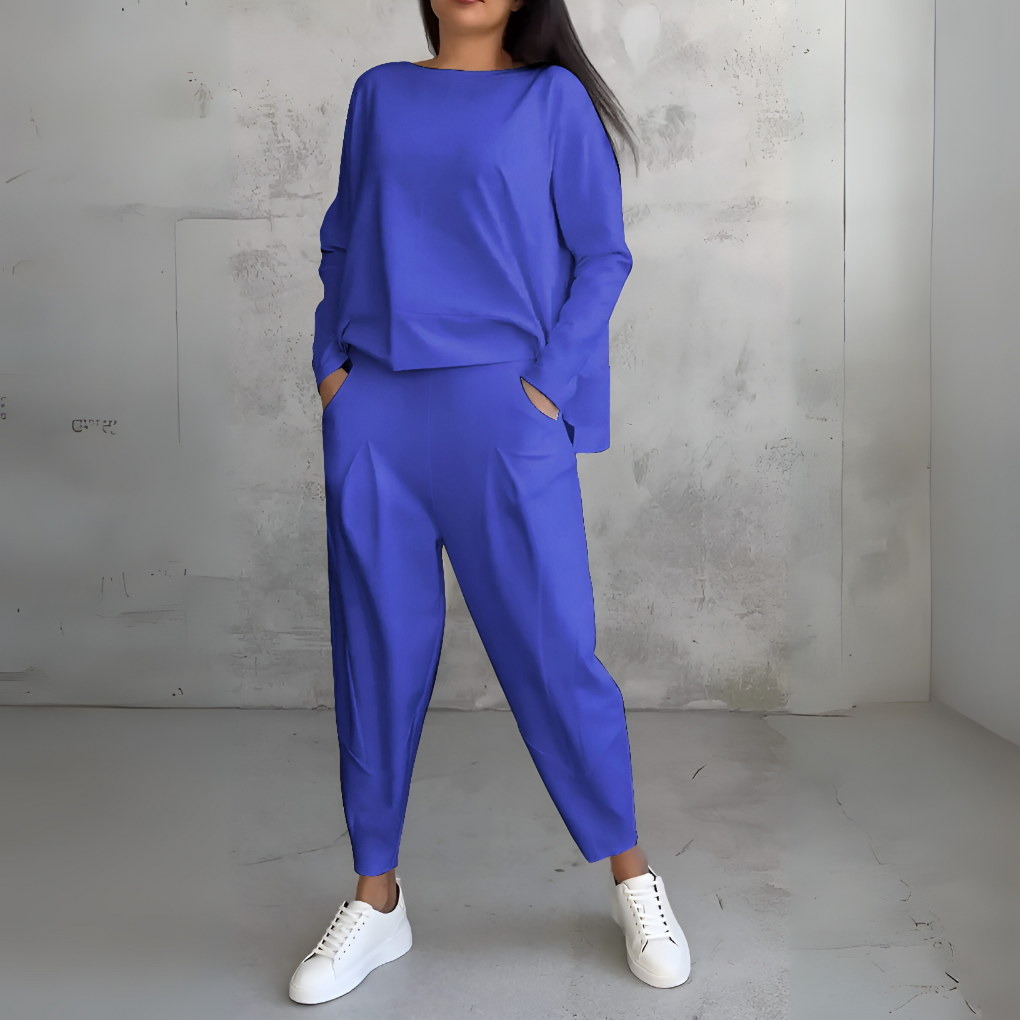 Costume de Loisir Deux Pièces avec Col Rond et Manches Longues