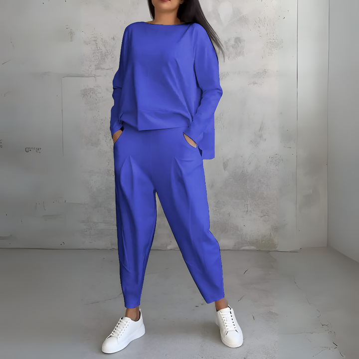 Costume de Loisir Deux Pièces avec Col Rond et Manches Longues