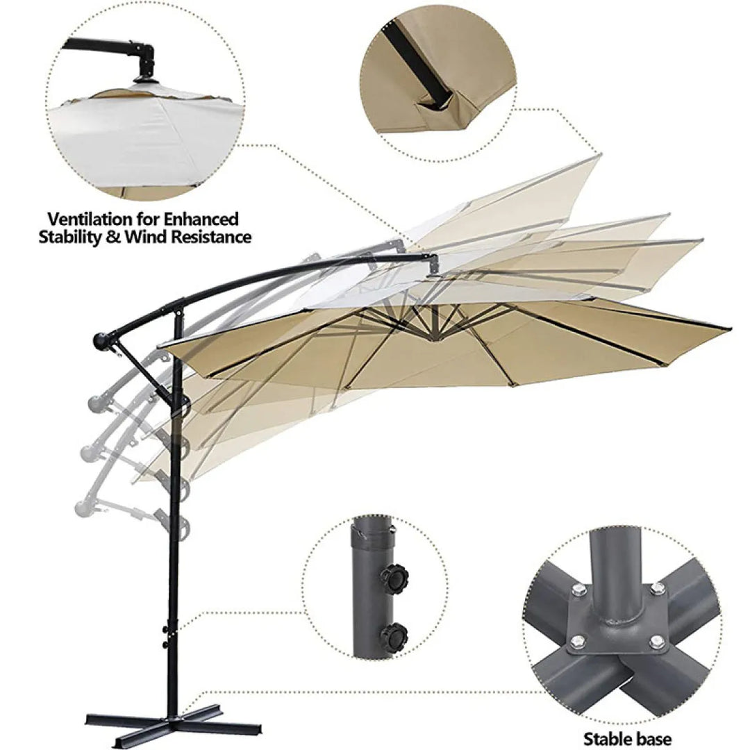 Parasol moderne de jardin avec système d'ouverture facile à manivelle