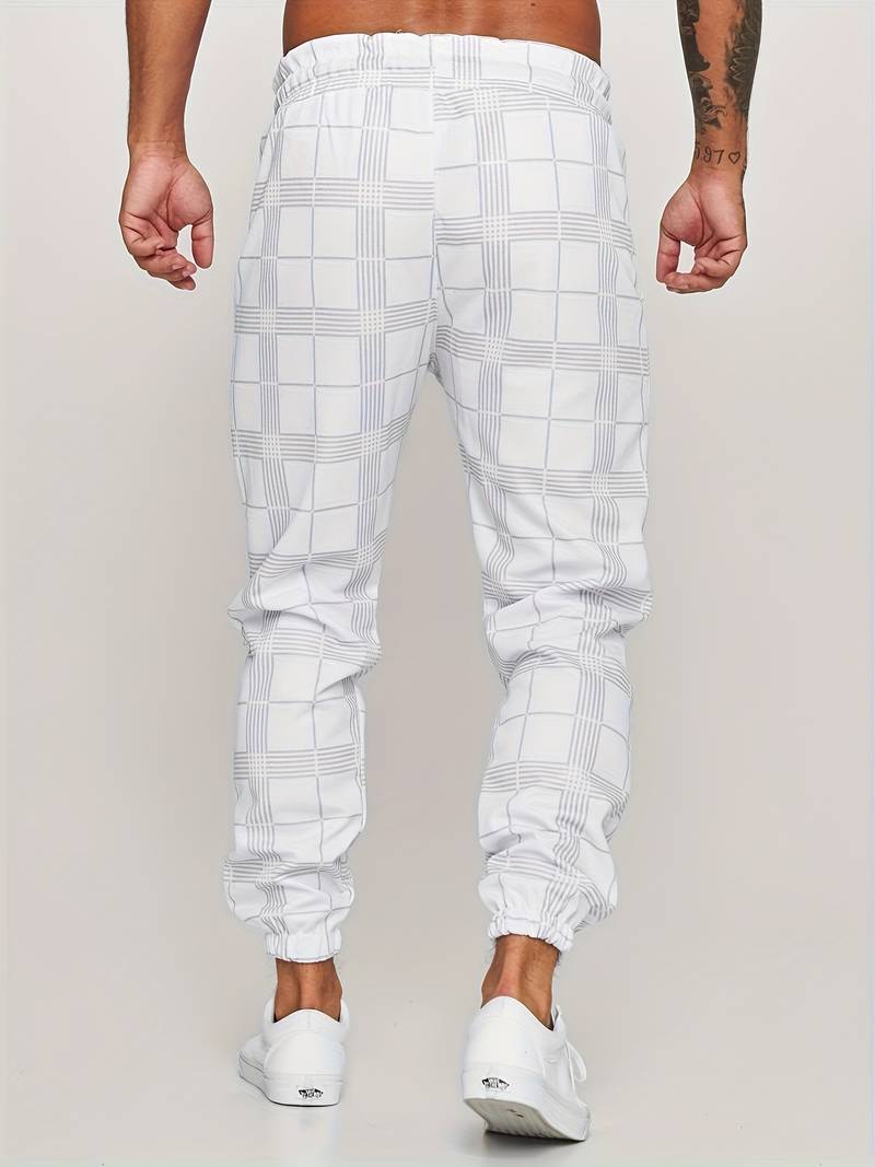 UrbanFit – Pantalons de jogging slim fit à carreaux pour hommes