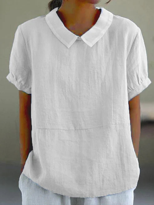 Haut en Coton & Lin Classique Couleur Unie Confort Naturel avec Style Sans Effort