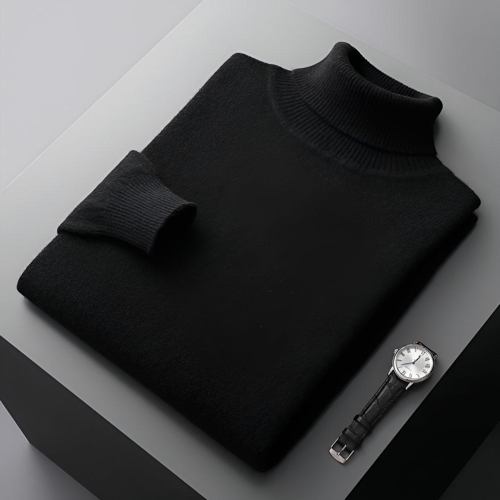 Pull en laine fine pour homme de haute qualité à col roulé