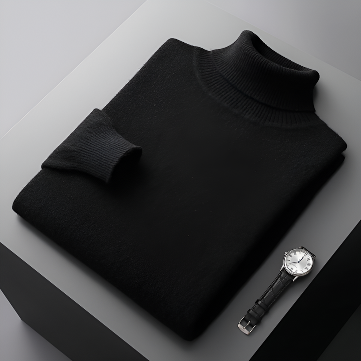Pull en laine fine pour homme de haute qualité à col roulé
