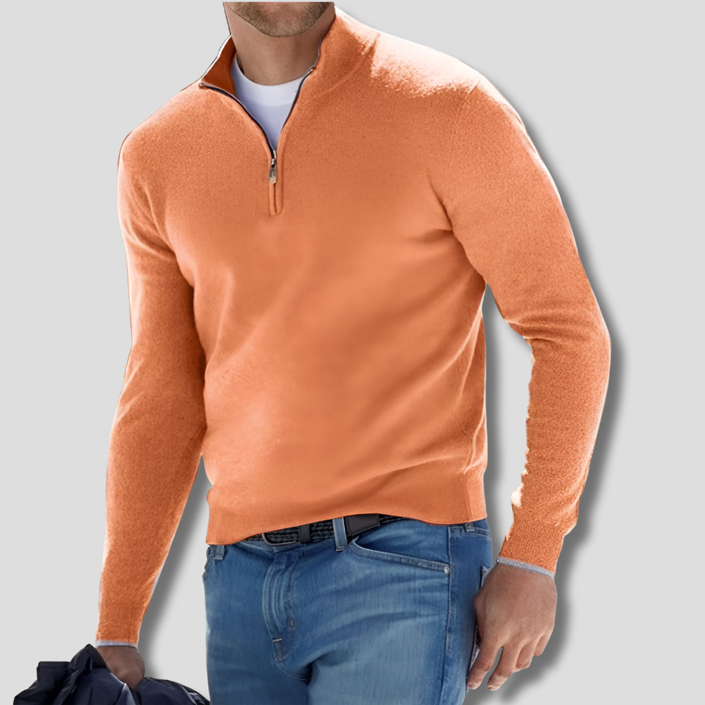 Pull-over en coton pour homme avec col zippé